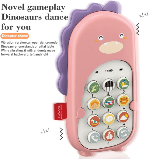 Baby Cell Phone Toy with Early Education & Music, Learning Educational dinosaur fake phone fun for kids, Sensory Toys for Toddlers Kids Boys and G...