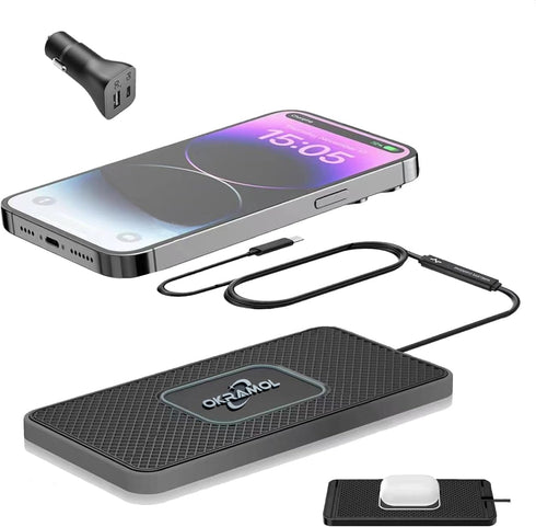 Wireless Charger for Car, Wireless Fast Charging Pad,Charging Station for Multiple Devices,Adapter for AirPods iPhone15/14/13/12 Pro/Max11 Android...