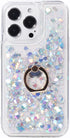 Glitter Case with Ring Holder Compatible with iPhone 13 Pro Max Glitter Case Clear Ring Holder Kickstand Soft TPU Rubber Bumper Bling Girly Women ...