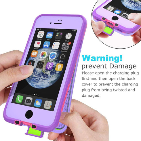 iPhone SE 2020 / iPhone 8 Waterproof Case, IP68 Full-Body Sturdy, Built-in Screen Protector, Shockproof - Purple...
