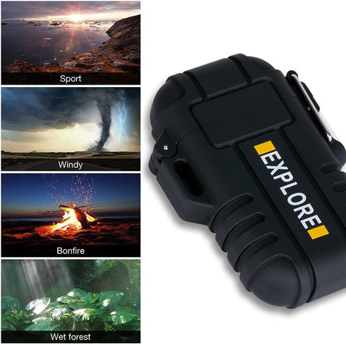 LcFun Electric Lighter, Plasma Lighter Waterproof Arc Lighter Windproof USB Lighter Rechargeable with Emergency Whistle for Hiking, Camping, Adven...