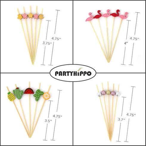 Cocktail Picks 200 Counts Handmade Sticks Wooden ?Natural Bamboo Toothpicks Cocktail Sticks Party Supplies (Flamingo)…...