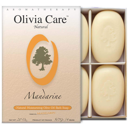 Olivia Care Bath & Body Bar Mandarin Soap 4 Pack Gift Box Organic, Vegan & Natural Contains Olive Oil Repairs, Hydrates, Moisturizes & Deep Cleans...