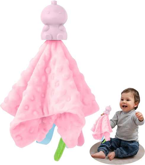 Baby Security Blanket,Soft Lovey Blanket Unisex Lovie Baby Gifts for Newborn Boys and Girls Snuggle Toy Stuffed Animal for Infant and Toddler (Pin...