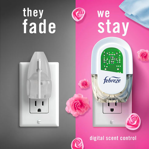 Febreze Odor-Fighting Fade Defy PLUG Air Freshener,Downy April Fresh, Mediterranean Lavender, 87 fl. oz. Oil Refills, 4 Refills (2 of Each)...