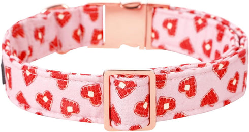 Lionet Paws Valentine Day Dog Collar, Heavy-Duty Cute Red Heart pattern Collar with Metal Buckle Pet Necklace for Large Dog Gift, XLarge, Neck 16-...