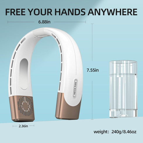 Portable Neck Fan,Hands Free Bladeless Fan with 2 Cooling Plate,Personal Fan 4000mAh Battery USB Rechargeable,5 Speeds Adjustable 360° Cooling,Sup...