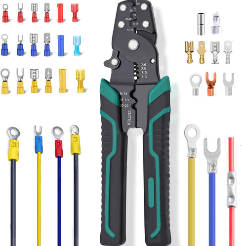 Tnisesm Wire Crimping Tool 26-10 AWG, Crimping Pliers with Stripper Cutter for Open Barrel Terminals and Heat Shrink Connectors...