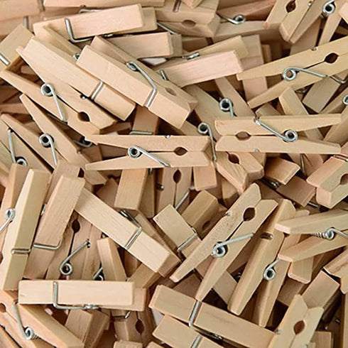 Mini Clothespins, Mini Natural Wooden Clothespins with Jute Twine, Multi-Function Clothespins Photo Paper Peg Pin Craft Clips (Natural 250 Pcs)...