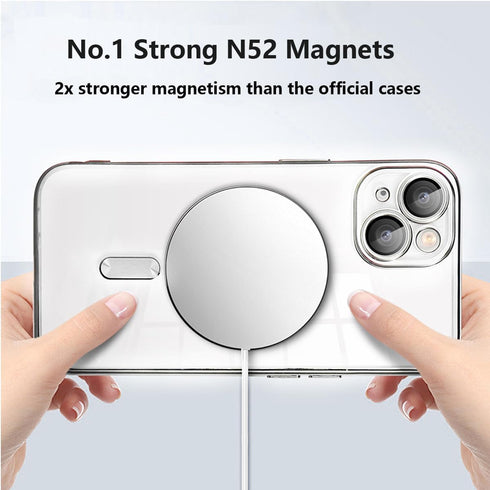 Magnetic Case for iPhone 15 Plus Case Clear Compatible with MagSafe Built-in Camera Lens Protector Soft Slim Shockproof Phone Case Cover for iPhon...