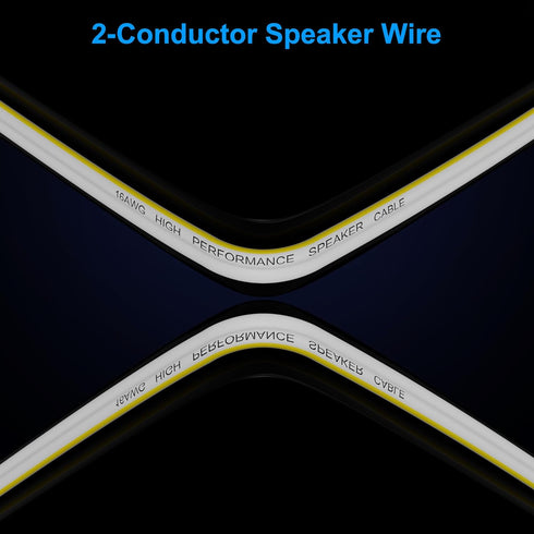 16AWG Speaker Wire 25 FT, 16/2 Gauge Audio Speaker Wire, for Car Speakers Stereo, Home Theater, Automotive Wire, White Jacket with Yellow Polarity...