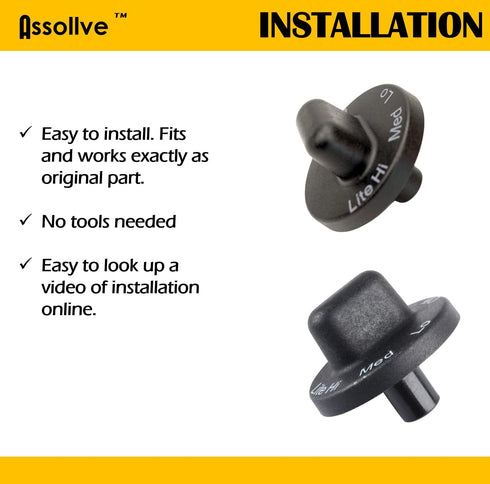 Assollve (4-Pack 71001641 Replacement Range Burner Control Knobs, Compatible with Jenn Air May-tag Part Number 71001641 AP4088491 PS2077264 WP71001641