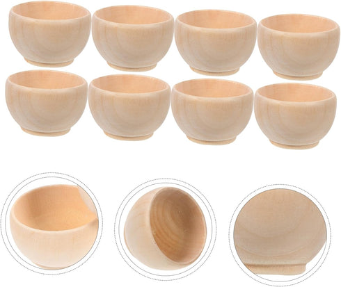 ORFOFE 10pcs Wooden Egg Holders Dipping Sauce Bowls Wooden Pinch Bowls Wooden Craft Bowls Small Wood Bowl Unfinished Wooden Bowls Wooden Bowl Toy ...