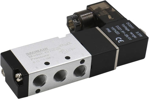Baomain Pneumatic Solenoid Air Valve 4V110-06 DC24V 5 Way 2 Position PT1/8" Internally Piloted Acting Type Single Electrical Control...