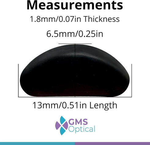 GMS Optical 1.8mm Reg-Thin/13mm Short Length - Small Adhesive Contoured Silicone Eyeglass Nose Pads - Anti Slip Pressure Relief - Perfect for Kid ...