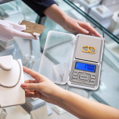 Digital Jewelry Scale, Mini Electronic Jewelry Carat Scale Laboratory Balance Gold Silver Diamond Stone Calibration Weight Measuring Tool for Weig...