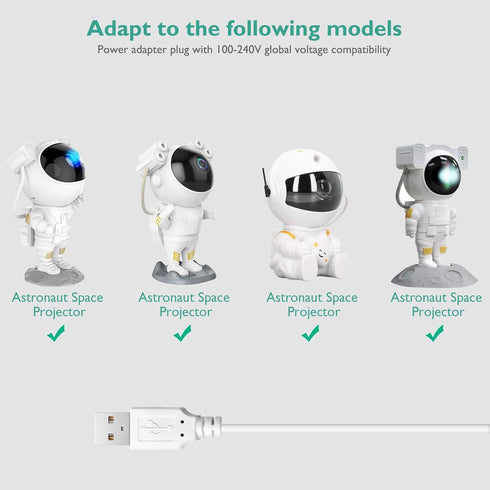 Power Cord for Astronaut Space Projector, Charging Cable Compatible with Mooyran Night Light Projector Replacement Led Lights Charger Adapter......