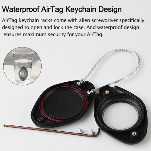 Compatible with Apple AirTag Holder with Wire Cable, Waterproof Air Tag Lock Case Keychain Secure Holder for Key Keyring Backpacks Luggage Pet, Bl...