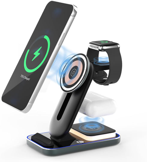 Wireless Charging Station,3 in 1 Wireless Charger for iPhone 15 14 13 12 11 Pro Max/X/8,15W Fast Wireless Charging Dock for iWatch Ultra 8 7 6 5 4...