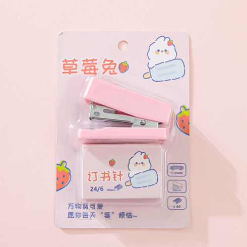 1 Set Pink Mini Stapler with No.12 Staples, Cute Rabbit Pattern Desktop Stapler, Staple Remover, Bookbinding Machine for Paper Clips Staplers for ...