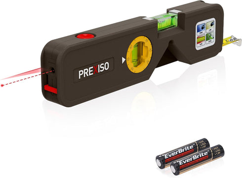 PREXISO 4-in-1 Line Laser Level Multipurpose Torpedo Level, 65Ft Alignment Point & 16Ft Laser Line & 10Ft Measure Tape Ruler & Quick Angle Setting...
