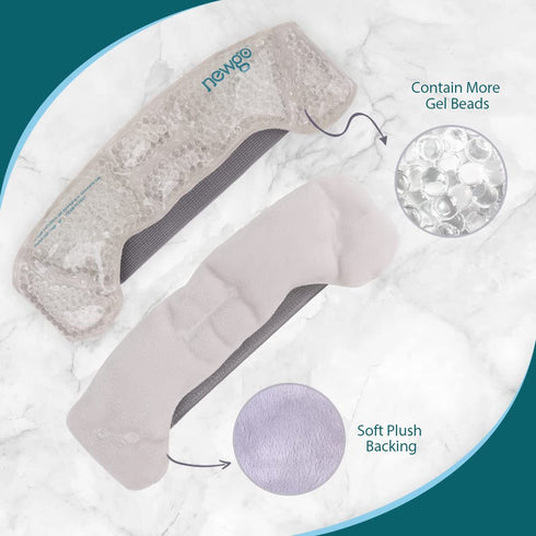 NEWGO Ice Pack for Head, 2 Pack Migraine Headband with Gel Bead & Soft Plush Backing, Hot or Cold Therapy Ice Wrap for Headaches, Sinus Pain Relie...