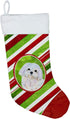 Caroline's Treasures SS4551-CS Maltese Candy Cane Holiday Christmas Christmas Stocking Fireplace Hanging Stockings Christmas Season Party Decor Fa...