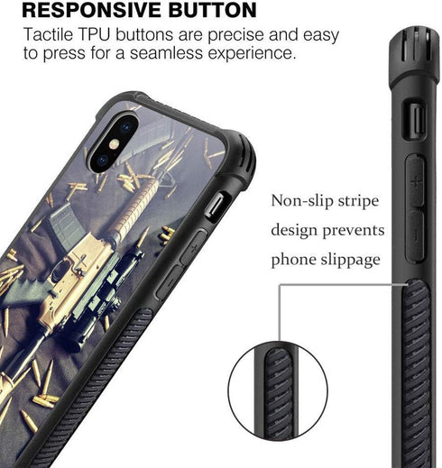 CARLOCA Compatible with iPhone XR Case, Military Pattern Design, Shockproof Anti-Scratch Hybrid Case with TPU, Black...