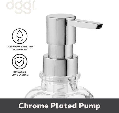 Oggi 12oz Round Glass Lotion and Soap Dispenser for Kitchen or Bath-Clear...