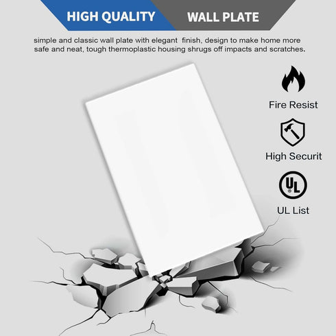 1-Gang Screwless Decorative Wall Plates, stander-Size Unbreakable Thermoplastic Faceplate Cover for Light Switch, Receptacle, Dimmers, USB Outlet,...