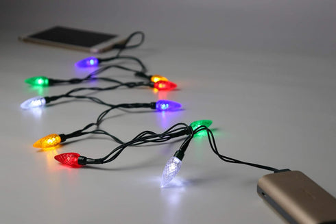 YAGE Tale LED Christmas Light Phone Charger Cord USB and Bulb Charging Cable 50inch 10led Multicolor Bulbs Compatible with Phone5,6,7,8,X,XR,XS,XS...