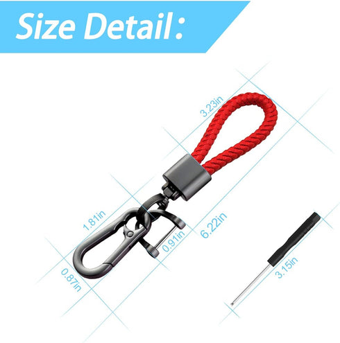 Car Key Acorn Weave Paracode Key Chain Ring, Thick Leather Braid Rope Car Keychain Ring for Men and Women, Suit for All Cars (Red)...