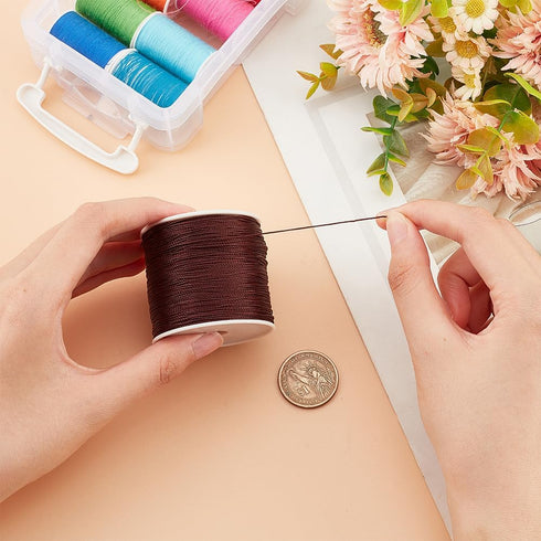 PH PandaHall 1 Roll 0.5mm Round Waxed Polyester Cord Thread Beading String 116 Yards per Roll Spool for Jewelry Making and Macrame Supplies Brown...