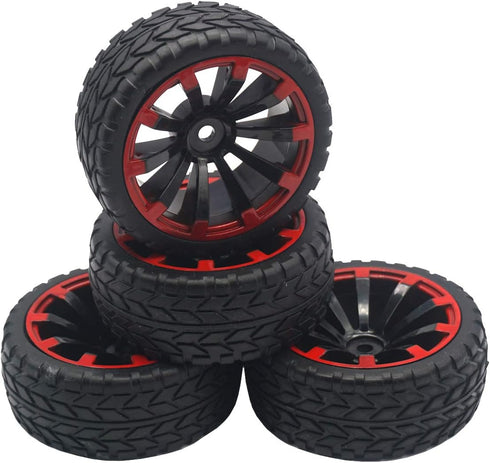 4Pack ShareGoo OD 2.55" 12mm Hex Wheel Rims & Rubber Tires Set Compatible with HSP Redcat HPI Tamiya 1/10 RC On-Road Touring Drift Car...