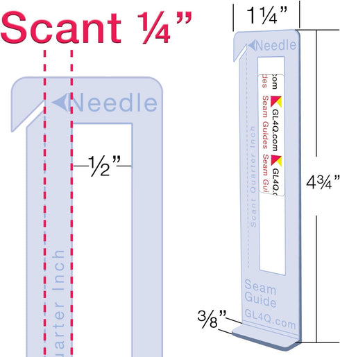 Guidelines4Quilting Super Easy Seam Guide Setter with 6 Reusable Adhesive Seam Guides - Easily Set a Scant 1/4-Inch Guide to Achieve Accuracy and ...