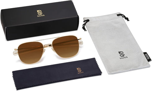 SOJOS Small Polarized Aviator Sunglasses for Men Women Classic Double Bridge Square Aviators SJ1179...