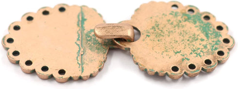 Bezelry Romantic Bouquet HOOK and EYE Cloak Clasp Fasteners Pack of 4 Pairs 62mm x 25mm Fastened. (Copper Green)...