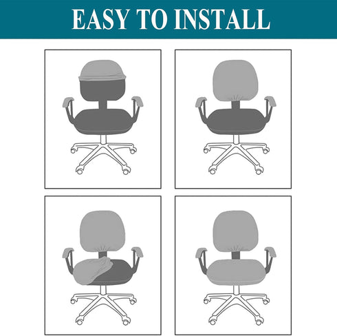 Office Computer Chair Cover Stretch Universal Jacquard Seat Slipcover 2 Piece for Desk Rotating Armless Chair, Removable Washable Anti-dust Chair ...