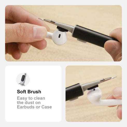 Aijeff Cleaner Kit for Airpods Pro 1 2 3 Multi-Function Cleaning Pen with Soft Brush Flocking Sponge for Bluetooth Earphones Case Cleaning Tools B...