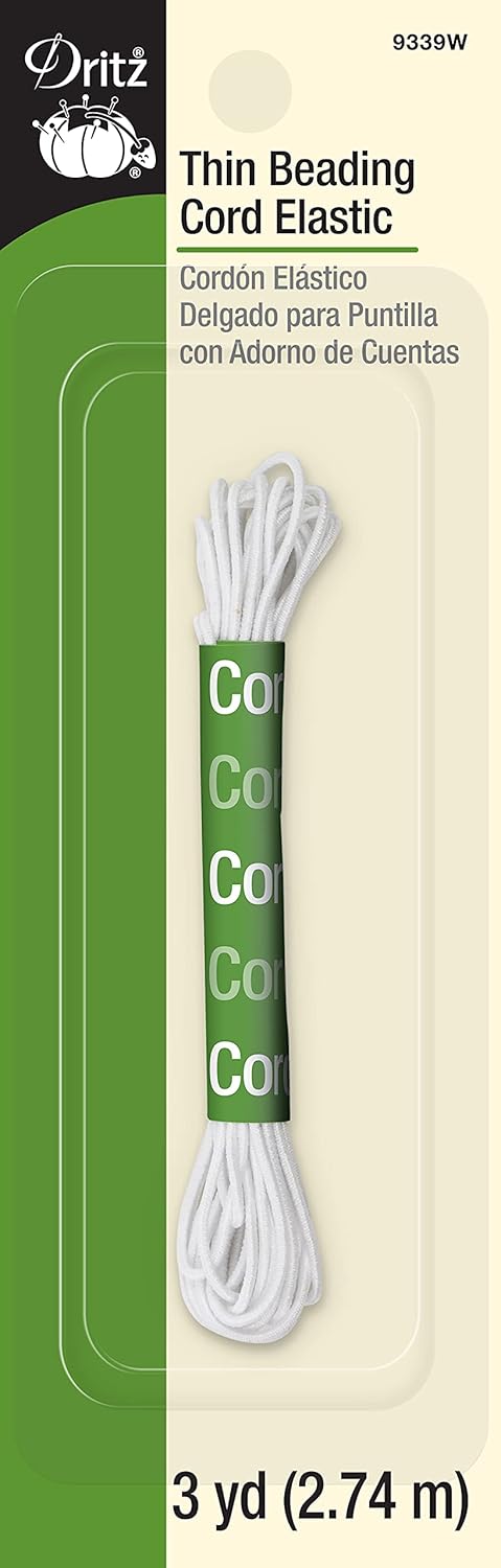 Dritz 9339W Thin Beading Cord Elastic, White, 3-Yard...