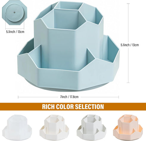 360 Degree Rotation Pen Holder,9 Slots Pencil Holder for Desk,Desk Organizer,Desk Accessories & Workspace Organizers,Apply Office, School, Home?Bl...