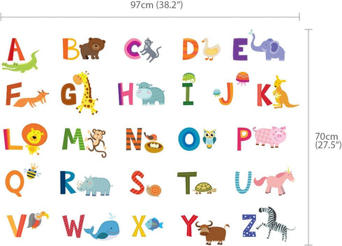 DECOWALL DA-1503 Animal Alphabet ABC and Owl Numbers Tree Kids Wall Stickers Wall Decals Peel and Stick Removable Wall Stickers for Kids Nursery B...