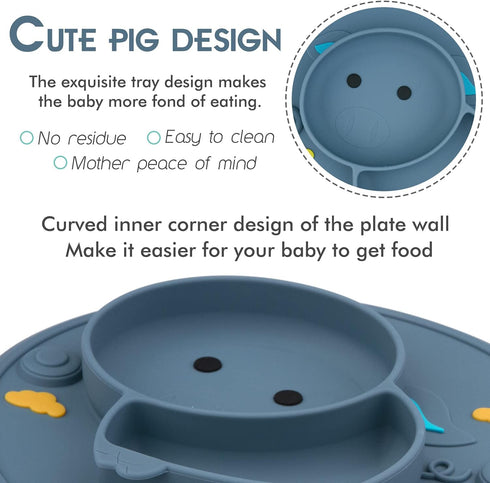 Qshare Toddler Plate, Portable Baby Plates for Toddlers and Kids, BPA-Free Strong Suction Plates for Toddlers, Dishwasher & Microwave Safe Silicon...
