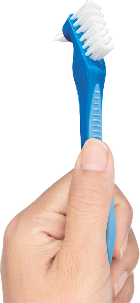 GUM Denture Brush - Dual Headed Hard Bristle Toothbrush for Dentures & Acrylic Retainers - Dentist Recommended Denture Cleaner (Pack of 1)...
