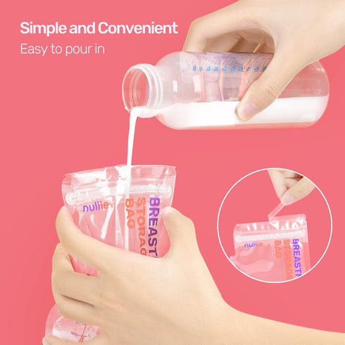 Nuliie 50 Pcs Breastmilk Storage Bags, 8 OZ Breast Milk Storing Bags, BPA-Free, Milk Storage Bags with Pour Spout for Breastfeeding, Self-Standing...