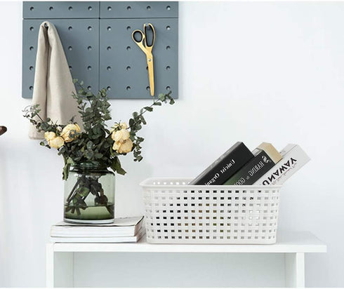 Plastic Weave Storage Basket Bin, 10" x 7.5" x 4", 6 Pack...