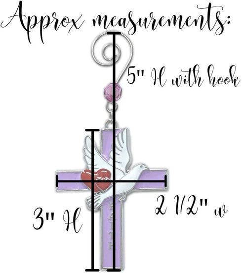 Faith Hope Love Cross Christmas Ornaments - Set of 3 - Religious Crosses with Doves, Hearts and Embossed Words - Inspirational Xmas Gift - 3" H...