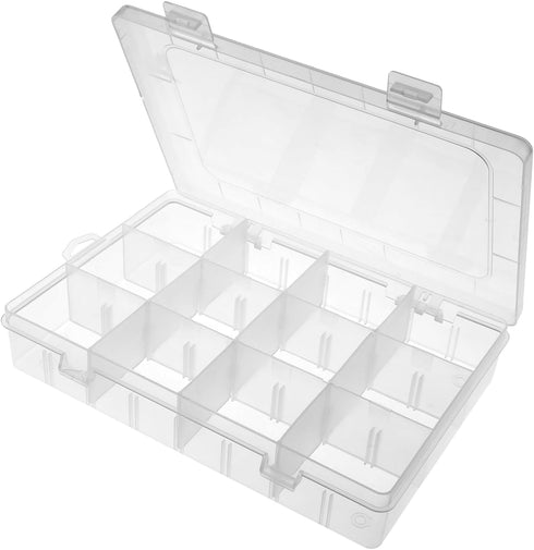 DSLSQD Bead Organizer Box, 1 Pack 12 Grids Plastic Storage Box with 18 Removable Grids Compartments, Small Plastic Jewelry Organizer Box for Beads...