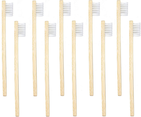 10 PCS Kids Bamboo Toothbrushes Soft Bristles Wooden Toothbrushes, Natural Biodegradable BPA Free Eco Friendly Toothbrushes White...