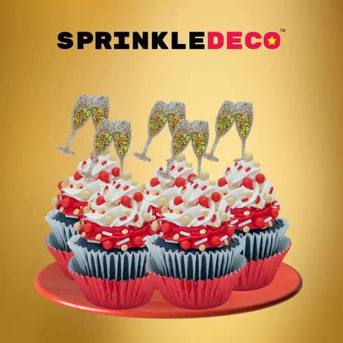 Shabby Elegant Chic Edible Confetti Sprinkles Cake Cookie Cupcake IceCream Donut Quins - 4oz (Red Gold White)...